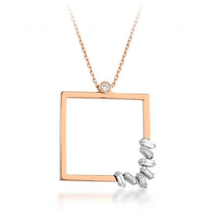 0.19 ct Baget Pırlanta Kolye
